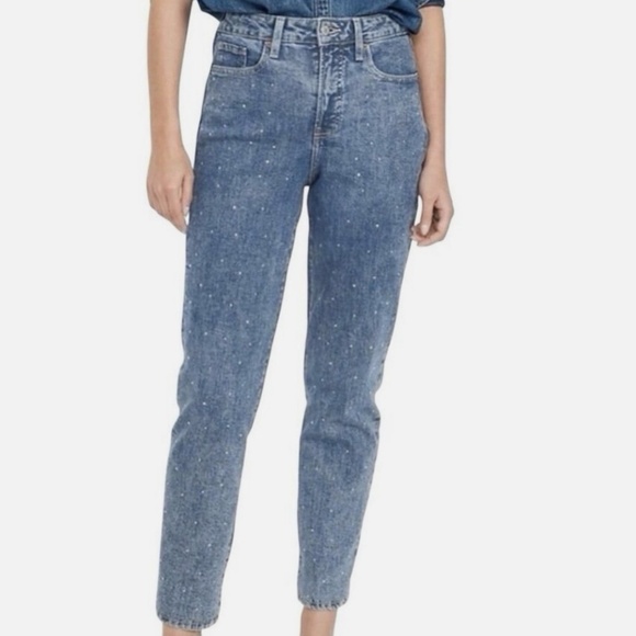 Old Navy Denim - Old Navy High Waist OG Straight Rhinestone Embellished Ankle Jeans Size 12 P